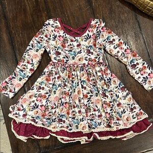 Cheeky Plum Multicolor Floral Long Sleeve Dress 4T